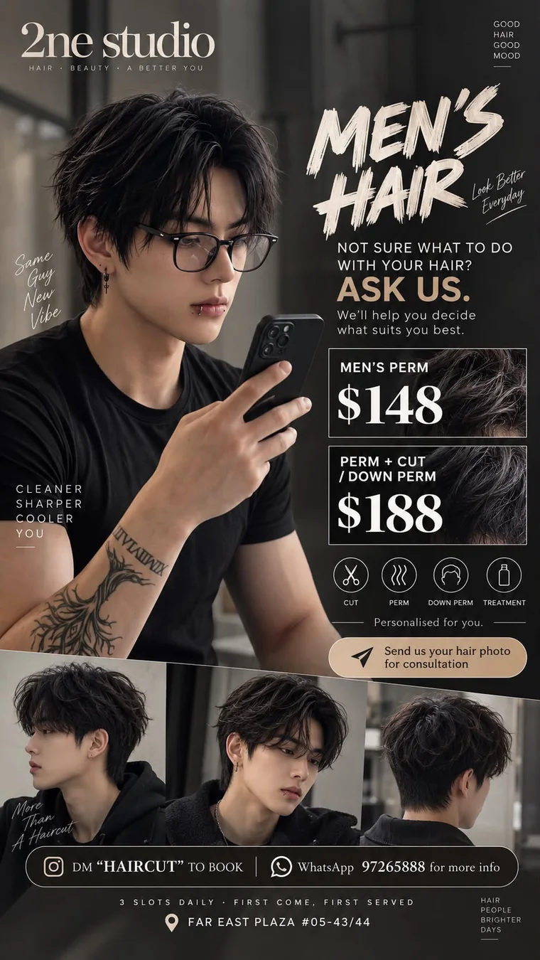 Men’s Perm & Down Perm promotion by 2NE Studio